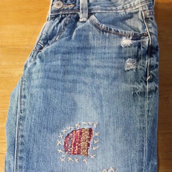 Visibly Mended Distressed Jeans,  Old Navy, Ultra Blue, Size 0 - Picture 4 of 10